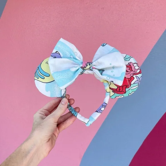 New York Couture Handmade Vintage Ariel the Little Mermaid Mouse Ears Headband - Picture 4 of 5